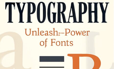 Bold text reads "Mastering Typography" with a subtitle "Unleash Power of Fonts" and a stylized letter 'B' below.