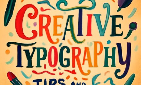 Colorful text reads "Unlocking Creative Typography Tips and Techniques" with playful illustrations of pens and swirls.