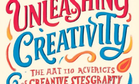 Colorful hand-lettered text reads "Unleashing Creativity" with decorative swirls and shapes in red, blue, and orange.