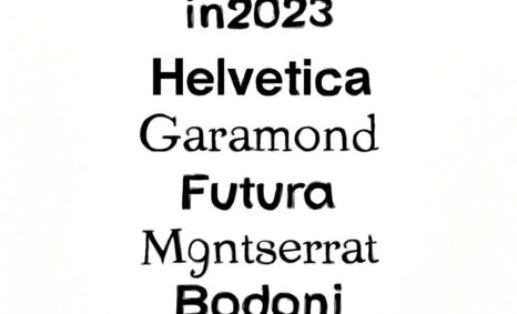A list of popular fonts for graphic designers in 2023, including Helvetica, Garamond, and Futura, displayed in various s