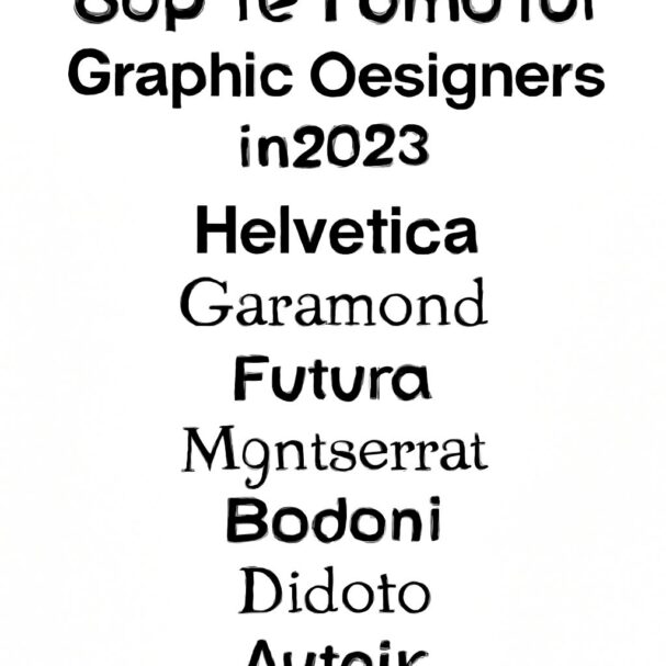 A list of popular fonts for graphic designers in 2023, including Helvetica, Garamond, and Futura, displayed in various s