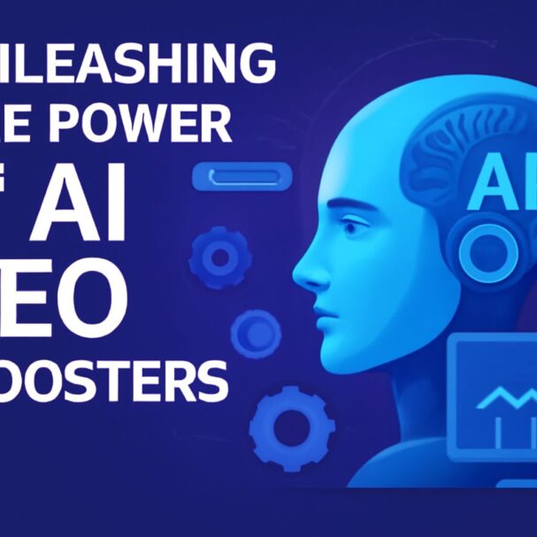 A blue, stylized human head with a brain graphic, surrounded by icons related to AI and video technology on a dark backg