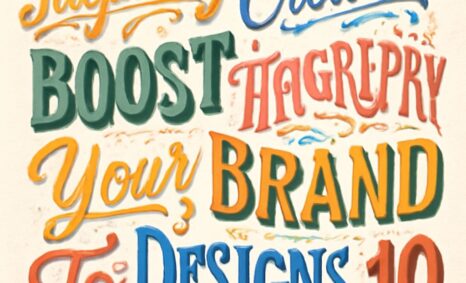 Colorful text in various fonts promotes creative design ideas to boost your brand, featuring the number 10 prominently.