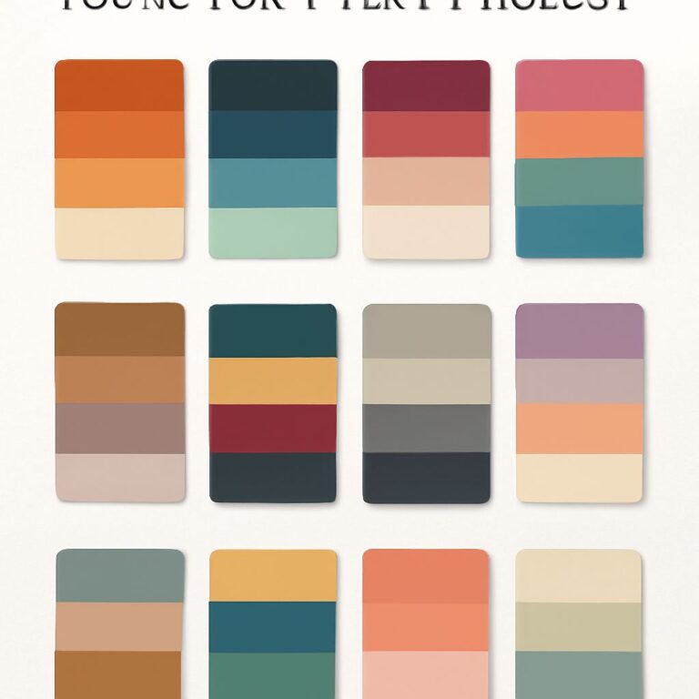 A grid of color swatches featuring various shades including warm tones, cool blues, and muted pastels.