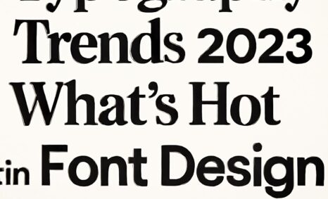 Bold typography displays the title "Typography Trends 2023: What’s Hot in Font Design" on a light background.