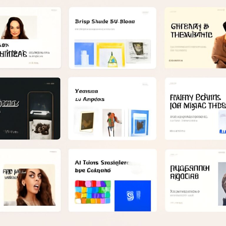 A grid of modern portfolio website designs featuring various layouts, colors, and artistic elements.