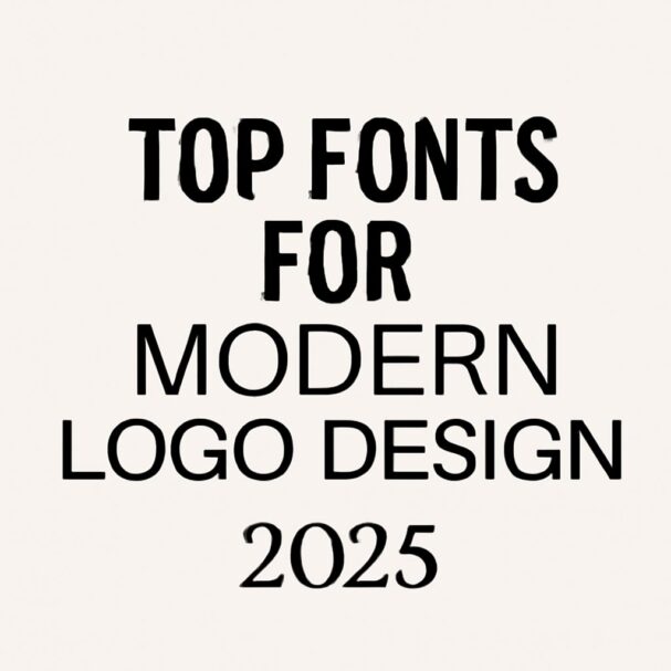 Bold black text on a light beige background reads "Top Fonts for Modern Logo Design 2025.