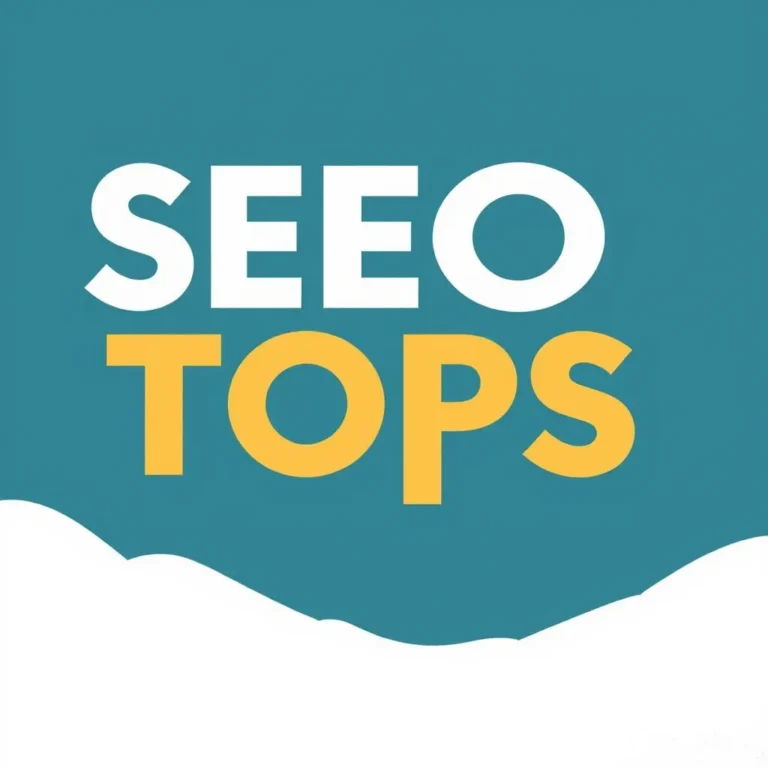 Text in bold yellow and white reads "SEO TIPS" against a teal background with white wave-like shapes at the bottom.